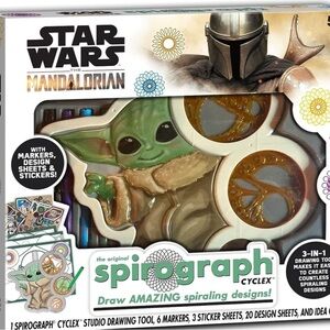 Star Wars Mandalorian Spirograph with Green and Brown Baby Yoda
